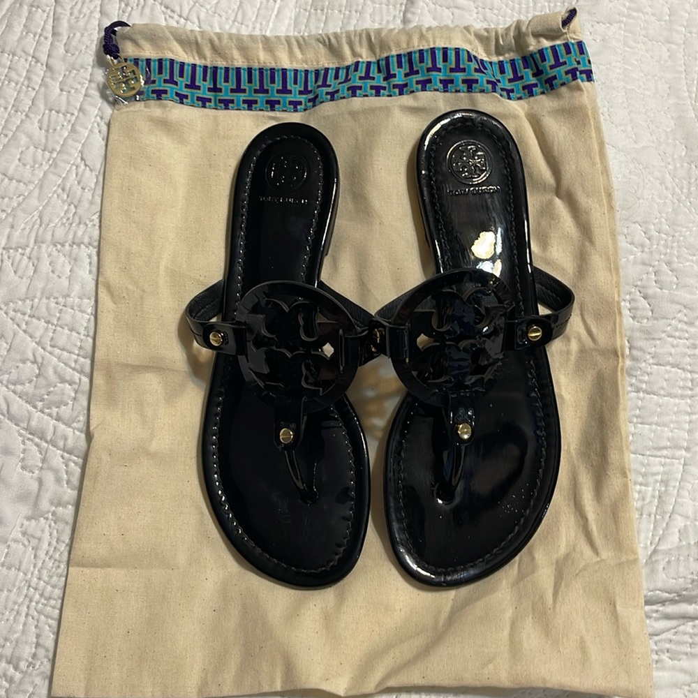 Black patent leather Tory Burch millers. Worn once